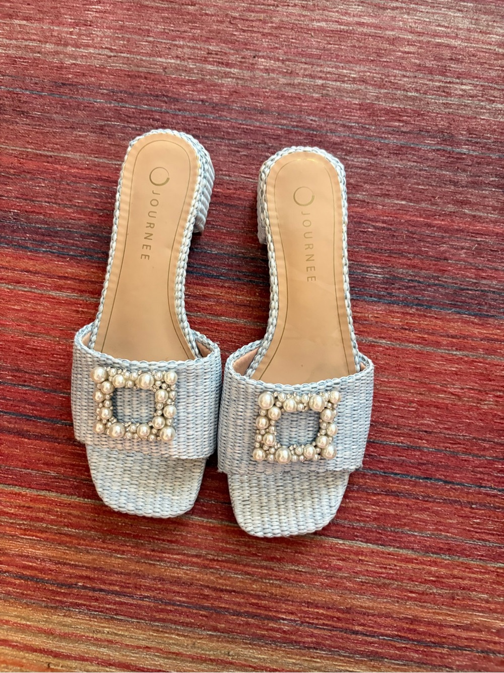 Women's Light Blue Beaded Sandals